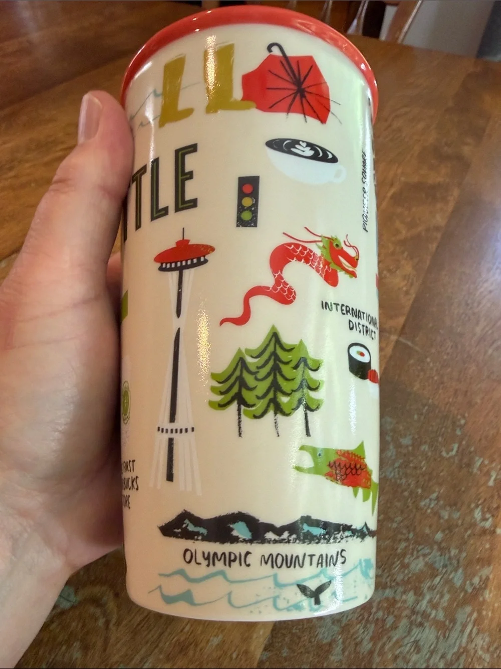 Starbucks Seattle Wall Ceramic Tumbler Mug 12 oz